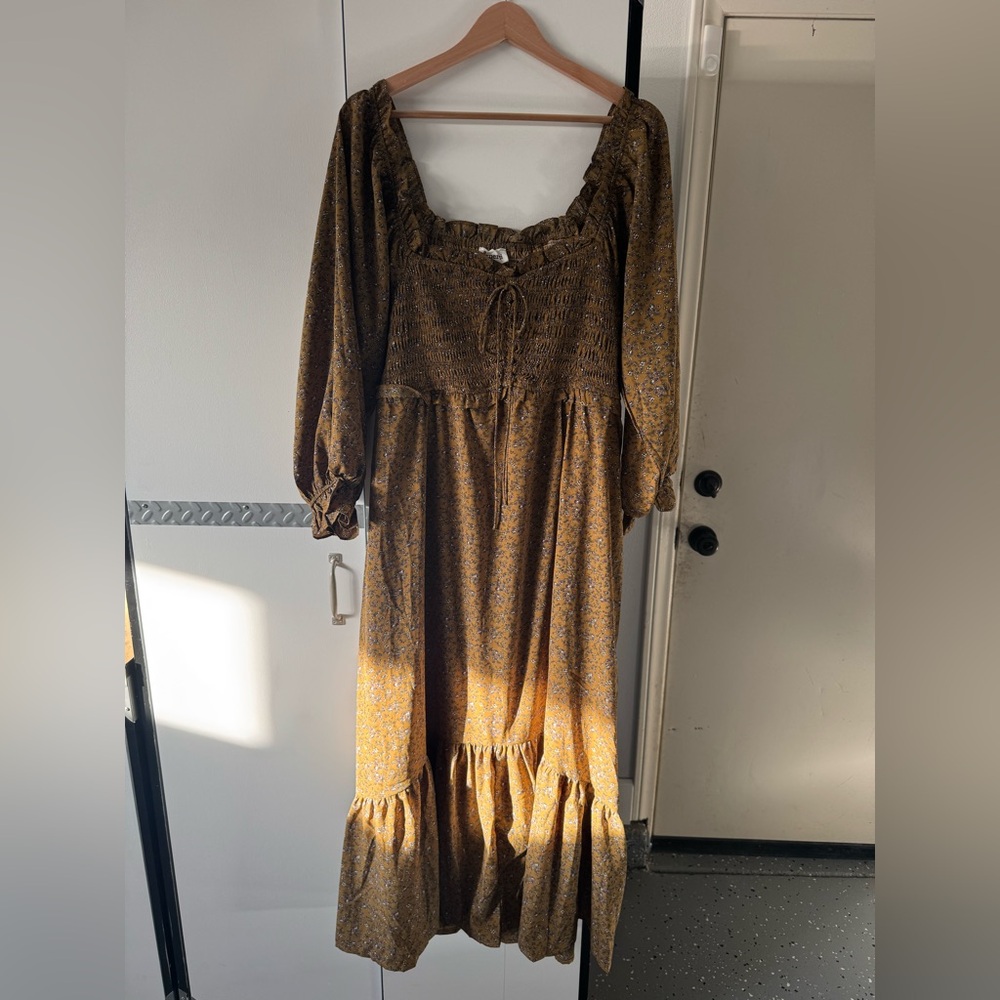 Pinkblush Maternity Olive Floral Ruffle Midi Dress